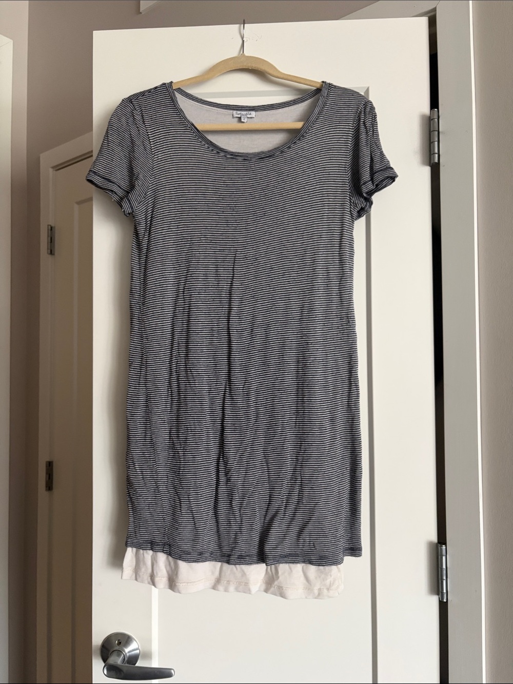 Splendid Striped Short Sleeve Tunic with 2 layers/ short t shirt dress